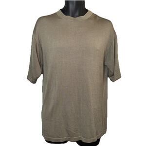 Pronto Uomo 100% Silk Olive Green Men’s Size M Short Sleeve Pullover Shirt